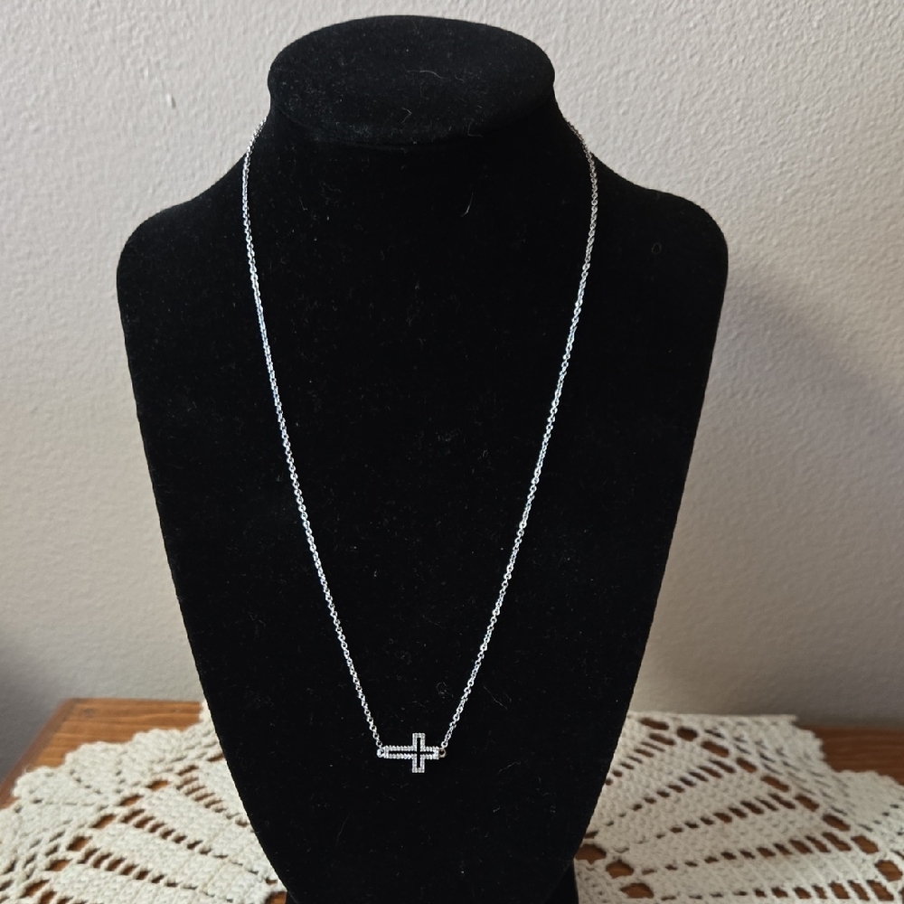 Delicate Silver Cross Pendant Necklace for Women